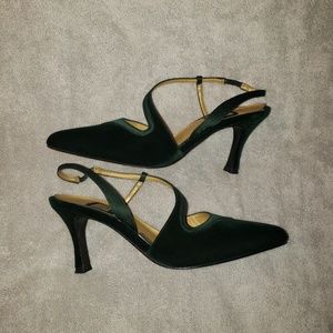 Nina Green Velvet Sling Back Heels Stilletto Pump